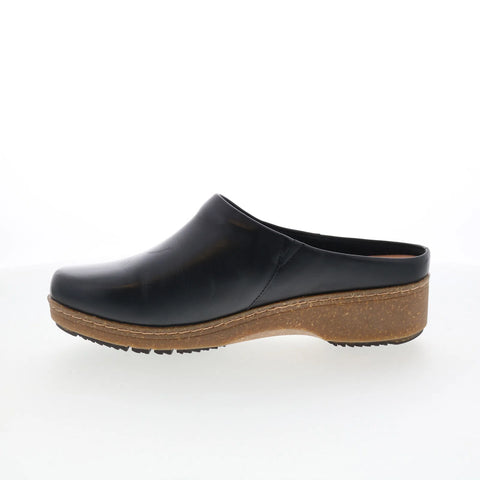 Softwalk Arvada S2302-001 Womens Black Leather Clog Flats Shoes