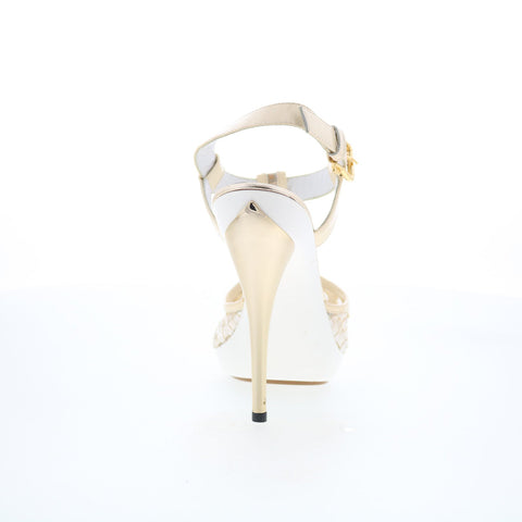 Angel Shoes AS7 Womens Beige Leather Hook & Loop Pumps Heels Shoes