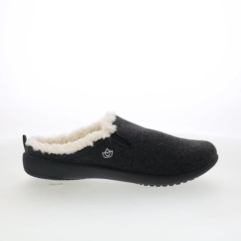 Spenco Ashton Wool Slide SP1048BLK Womens Black Suede Slides Sandals Shoes