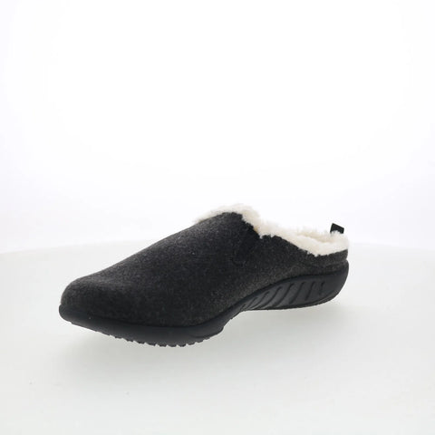Spenco Ashton Wool Slide SP1048BLK Womens Black Suede Slides Sandals Shoes