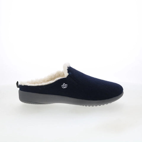 Spenco Dundee Wool Slipper SP1048NVY Womens Blue Wide Clogs Slippers Shoes