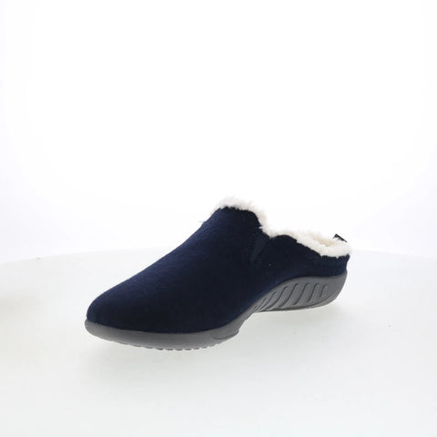 Spenco Dundee Wool Slipper SP1048NVY Womens Blue Wide Clogs Slippers Shoes