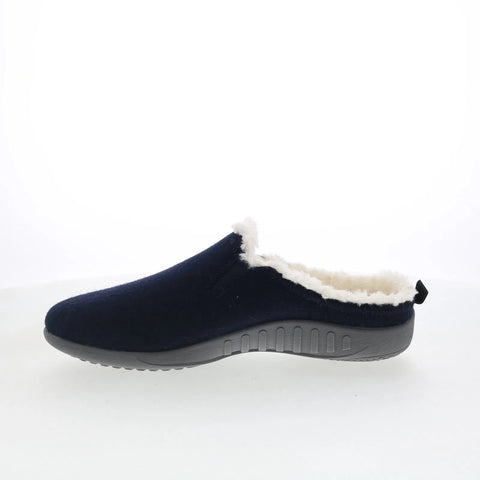 Spenco Dundee Wool Slipper SP1048NVY Womens Blue Wide Clogs Slippers Shoes