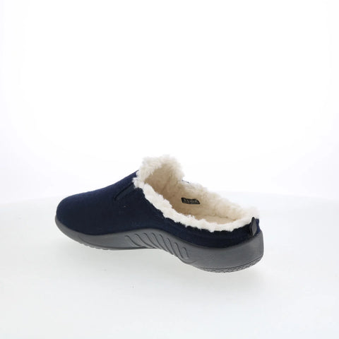 Spenco Dundee Wool Slipper SP1048NVY Womens Blue Wide Clogs Slippers Shoes
