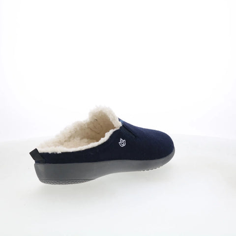 Spenco Dundee Wool Slipper SP1048NVY Womens Blue Wide Clogs Slippers Shoes