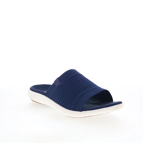 Spenco Astoria Slide SP1016PBL Womens Blue Wide Canvas Slides Sandals Shoes