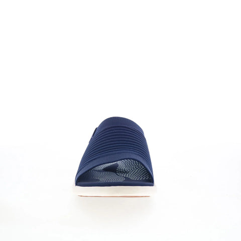Spenco Astoria Slide SP1016PBL Womens Blue Wide Canvas Slides Sandals Shoes