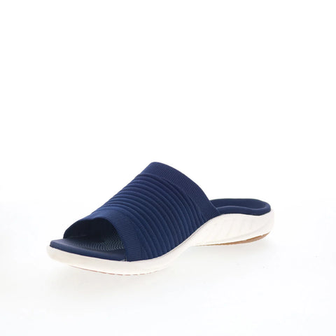 Spenco Astoria Slide SP1016PBL Womens Blue Wide Canvas Slides Sandals Shoes