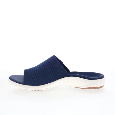Spenco Astoria Slide SP1016PBL Womens Blue Wide Canvas Slides Sandals Shoes