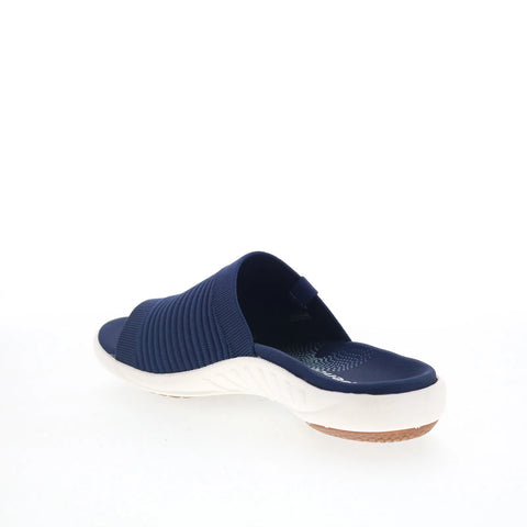 Spenco Astoria Slide SP1016PBL Womens Blue Wide Canvas Slides Sandals Shoes