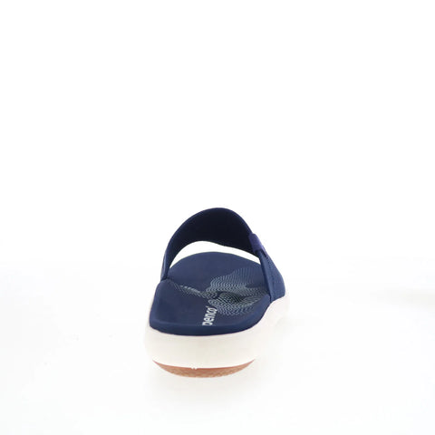 Spenco Astoria Slide SP1016PBL Womens Blue Wide Canvas Slides Sandals Shoes