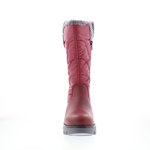 halter sequin dress Bos. & Co. Astrid Womens Red Leather Zipper Casual Dress Boots