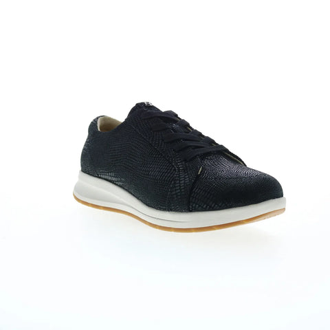Revere Athens Womens Black Leather Lace Up Lifestyle Sneakers Shoes
