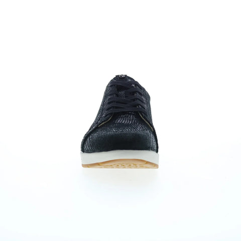 Revere Athens Womens Black Leather Lace Up Lifestyle Sneakers Shoes