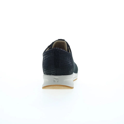 Revere Athens Womens Black Leather Lace Up Lifestyle Sneakers Shoes