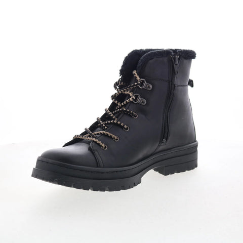 Miz Mooz Auburn Womens Black Leather Zipper Casual Dress Boots