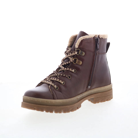 Miz Mooz Auburn Womens Brown Leather Zipper Casual Dress Boots
