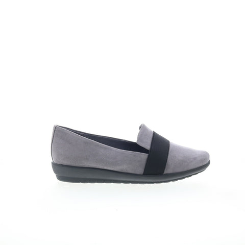 Easy Spirit Audrey 2 SEAUDREY2 Womens Gray Wide Canvas Loafer Flats Shoes