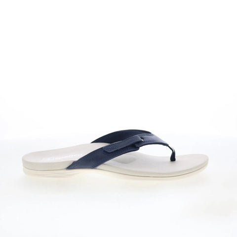 Spenco Ava SP1137PEA Womens Blue Wide Leather Flip-Flops Sandals Shoes