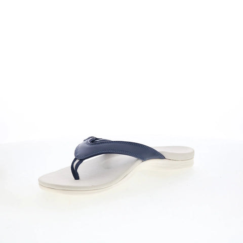 Spenco Ava SP1137PEA Womens Blue Wide Leather Flip-Flops Sandals Shoes