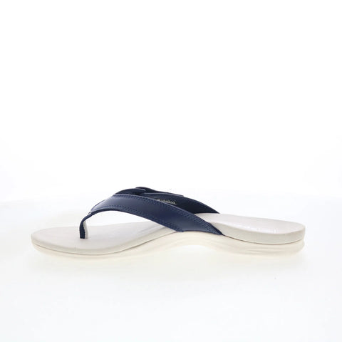 Spenco Ava SP1137PEA Womens Blue Wide Leather Flip-Flops Sandals Shoes