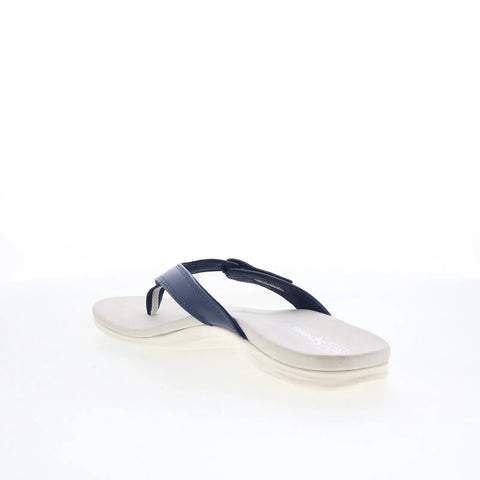 Spenco Ava SP1137PEA Womens Blue Wide Leather Flip-Flops Sandals Shoes
