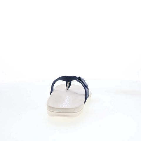 Spenco Ava SP1137PEA Womens Blue Wide Leather Flip-Flops Sandals Shoes