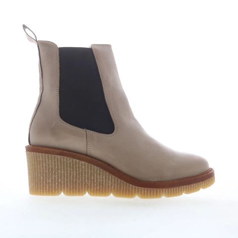 Miz Mooz Averie Womens Beige Leather Zipper Casual Dress Boots