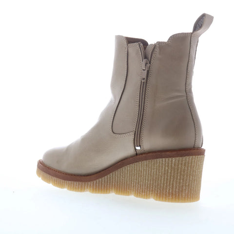 Miz Mooz Averie Womens Beige Leather Zipper Casual Dress Boots