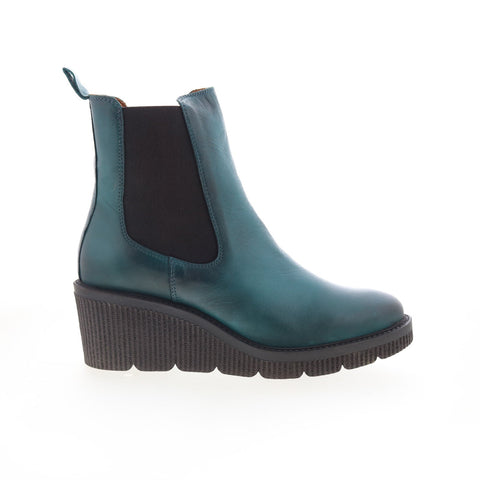 Miz Mooz Averie Womens Blue Leather Zipper Chelsea Boots