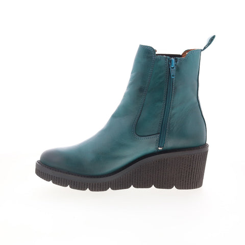 Miz Mooz Averie Womens Blue Leather Zipper Chelsea Boots
