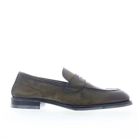 Di Bianco Aviano Lined Calfskin Mens Green Loafers & Slip Ons Penny Shoes