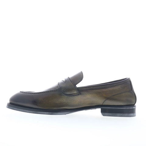 Di Bianco Aviano Lined Calfskin Mens Green Loafers & Slip Ons Penny Shoes