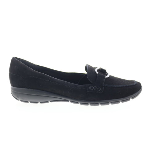 Easy Spirit Avienta SEAVIENTA Womens Black Suede Slip On Loafer Flats Shoes