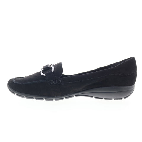 Easy Spirit Avienta SEAVIENTA Womens Black Suede Slip On Loafer Flats Shoes