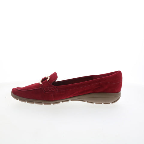 Easy Spirit Avienta SEAVIENTA Womens Red Narrow Suede Loafer Flats Shoes