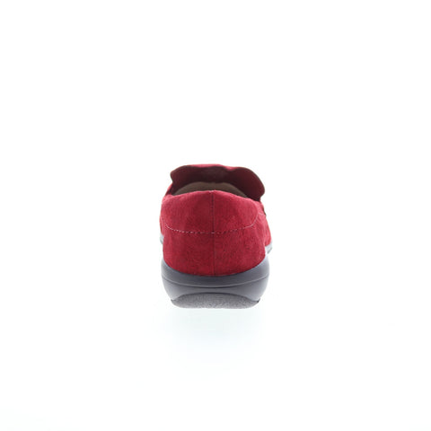 Easy Spirit Avienta SEAVIENTA Womens Red Extra Wide Suede Loafer Flats Shoes