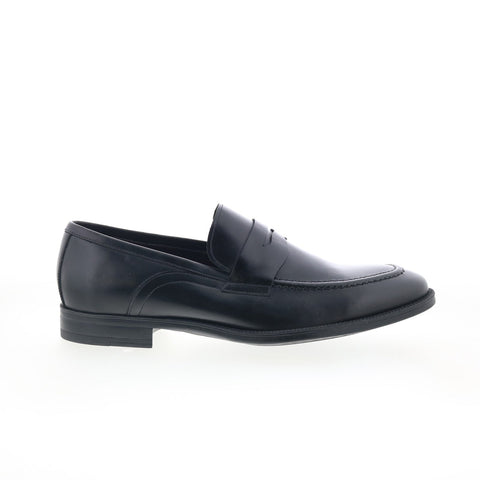 Studio Belvedere Axel Mens Black Leather Loafers & Slip Ons Penny Shoes