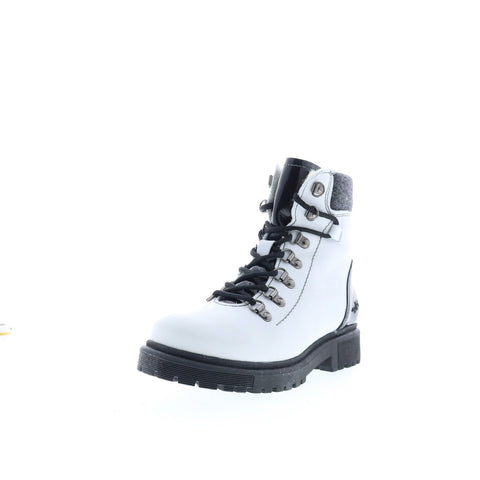 Bos. & Co. Axel Womens White Leather Lace Up Casual Dress Boots