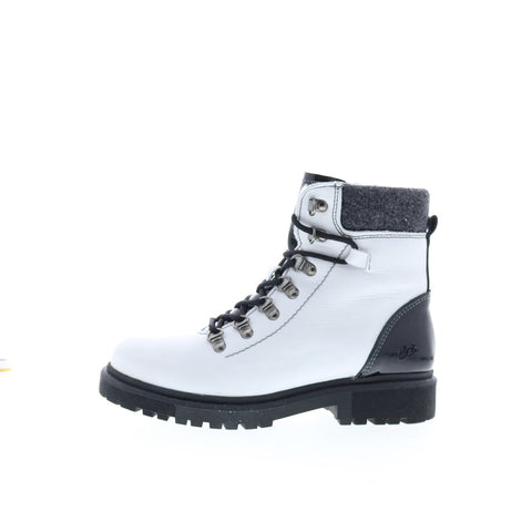 Bos. & Co. Axel Womens White Leather Lace Up Casual Dress Boots