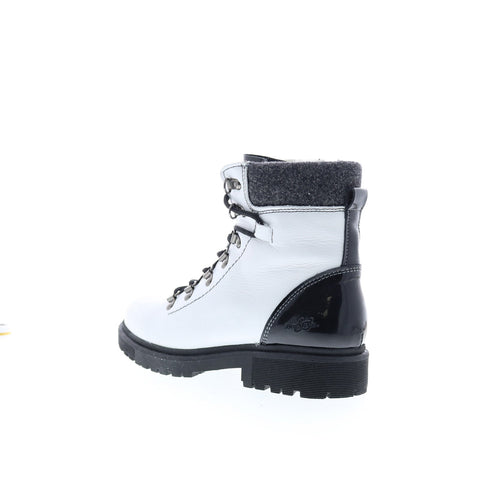 Bos. & Co. Axel Womens White Leather Lace Up Casual Dress Boots