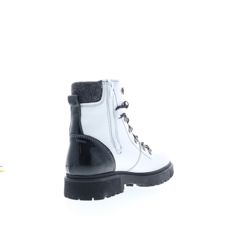 Bos. & Co. Axel Womens White Leather Lace Up Casual Dress Boots
