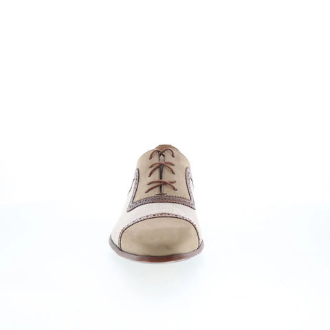 Mezlan Ayna Linen 21529 Mens Beige Leather Oxfords & Lace Ups Cap Toe Shoes