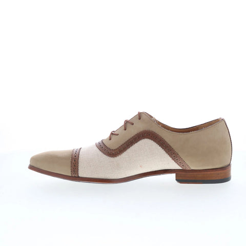 Mezlan Ayna Linen 21529 Mens Beige Leather Oxfords & Lace Ups Cap Toe Shoes