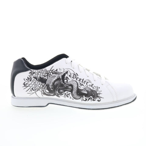 Dexter Cutter B2504-9 Mens White Leather Lace Up Athletic Bowling Shoes