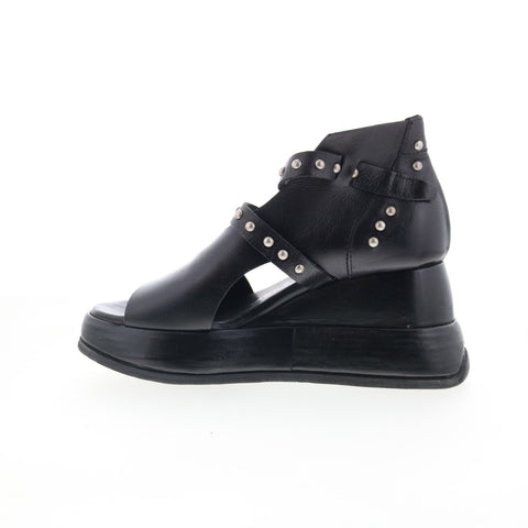 A.S. 98 Raza B27006-201-6002 Womens Black Leather Heeled Sandals Shoes