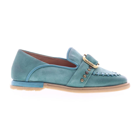 A.S. 98 Tayte Womens Green Leather Hook & Loop Loafer Flats Shoes