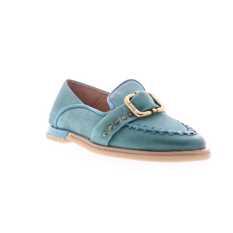A.S. 98 Tayte Womens Green Leather Hook & Loop Loafer Flats Shoes