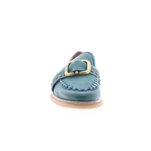 A.S. 98 Tayte Womens Green Leather Hook & Loop Loafer Flats Shoes
