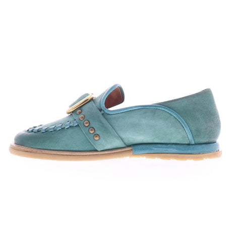 A.S. 98 Tayte Womens Green Leather Hook & Loop Loafer Flats Shoes